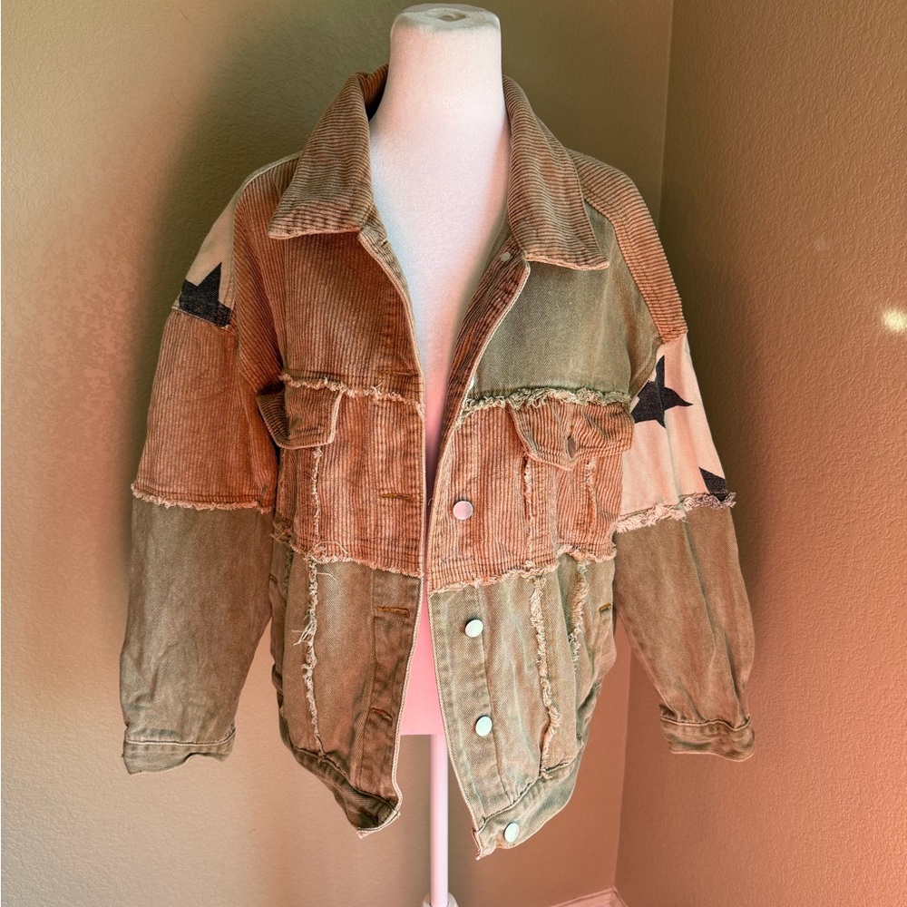 POL patchwork Corduroy Jacket with Star Accents - image 1